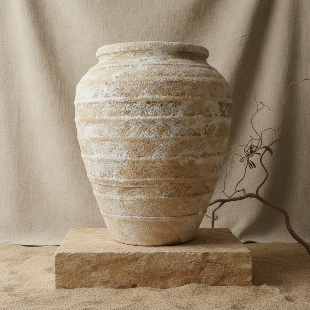 Vaso terracota artesanal  EXC 35, handcrafted em Portugal. Design de interiores sustentável; design biofílico; Decoração orgânica; Decoração wabi-sabi, farmhouse, Japandi, minimalista, mediterrânica. Organic Decor; 