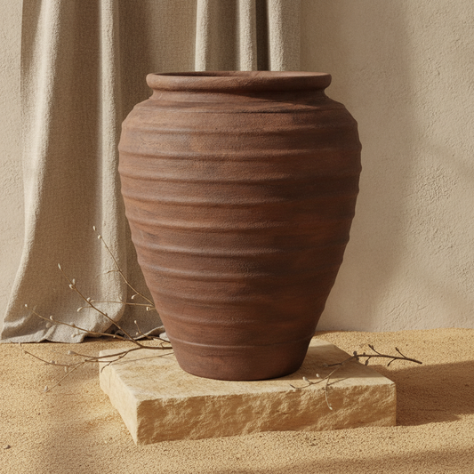 Vaso terracota artesanal Rústico X.4, feito à mão em Portugal. Decoração orgânica; Decoração rústica e cottagecore. Inspiração mediterrânica e farmhouse. Decoração de interiores; Design biofílico; Decoração sustentável