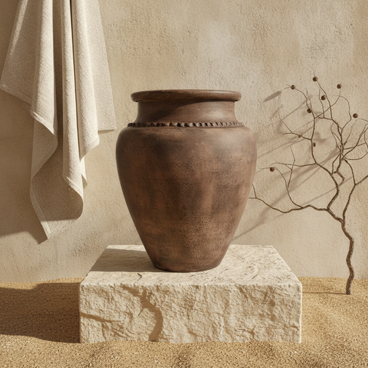 Vaso terracota artesanal Rústico X.9, Organic Decor, handcrafted in Portugal. Decoração  minimalista, rústico, mediterrânico, farmhouse e cottage. Decoração de interiores; Design biofílico; Decoração sustentável;  