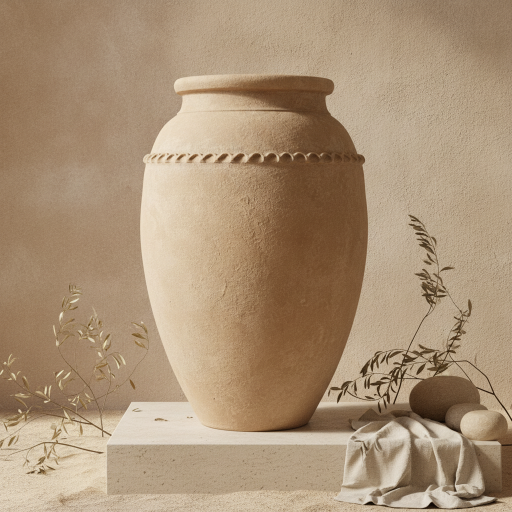 Vaso terracota artesanal Tamar M feito à mão Portugal. Decoração de interiores; Decoração Orgânica; Design biofílico; Decoração sustentável; Decoração estilo wabi-sabi, minimalista, rústico, mediterrânico, Japandi e farmehouse. 