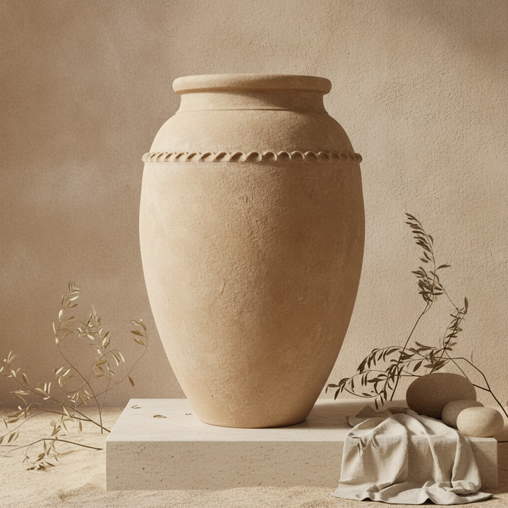 Vaso terracota artesanal Tamar M feito à mão Portugal. Decoração de interiores; Decoração Orgânica; Design biofílico; Decoração sustentável; Decoração estilo wabi-sabi, minimalista, rústico, mediterrânico, Japandi e farmehouse. 