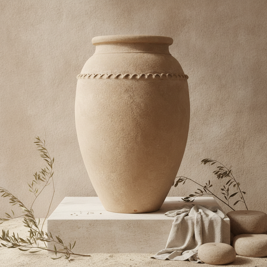 Vaso terracota artesanal Tamar M feito à mão Portugal. Decoração de interiores; Decoração Orgânica; Design biofílico; Decoração sustentável; Decoração estilo wabi-sabi, minimalista, rústico, mediterrânico, Japandi e farmehouse. 