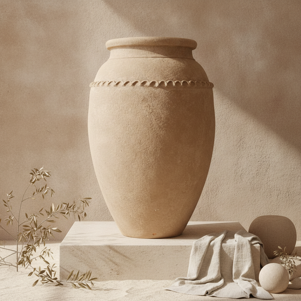 Vaso terracota artesanal Tamar M feito à mão Portugal. Decoração de interiores; Decoração Orgânica; Design biofílico; Decoração sustentável; Decoração estilo wabi-sabi, minimalista, rústico, mediterrânico, Japandi e farmehouse. 