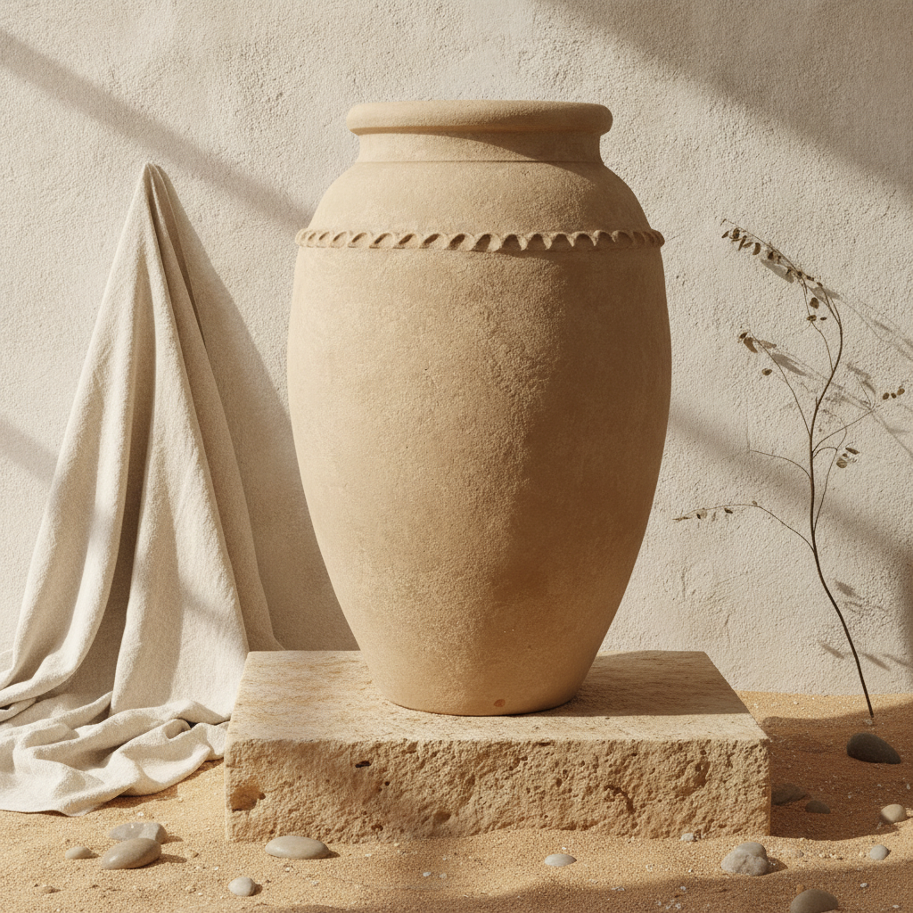 Vaso terracota artesanal Tamar M feito à mão Portugal. Decoração de interiores; Decoração Orgânica; Design biofílico; Decoração sustentável; Decoração estilo wabi-sabi, minimalista, rústico, mediterrânico, Japandi e farmehouse. 