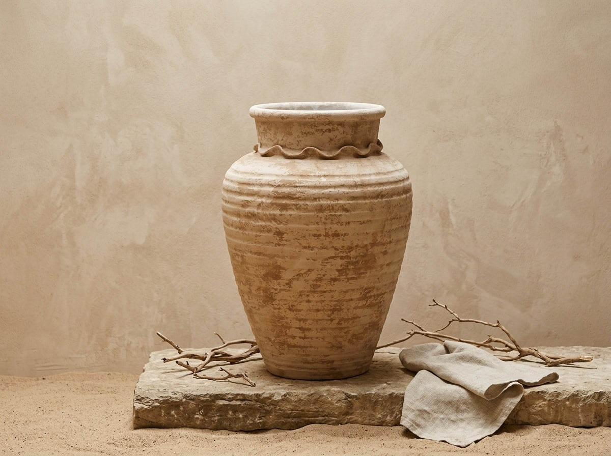 Vaso terracota artesanal  EXC 31.1, handmade em Portugal. ORGANIC DECOR; Decoração wabi-sabi, farmhouse, Japandi, minimalista, mediterrânica, cottagecore e moderno. Design de interiores, decoração sustentável; design biofílico;
