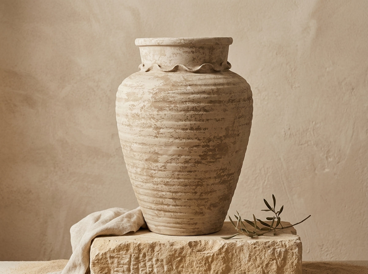 Vaso terracota artesanal  EXC 31.1, handmade em Portugal. ORGANIC DECOR; Decoração wabi-sabi, farmhouse, Japandi, minimalista, mediterrânica, cottagecore e moderno. Design de interiores, decoração sustentável; design biofílico;