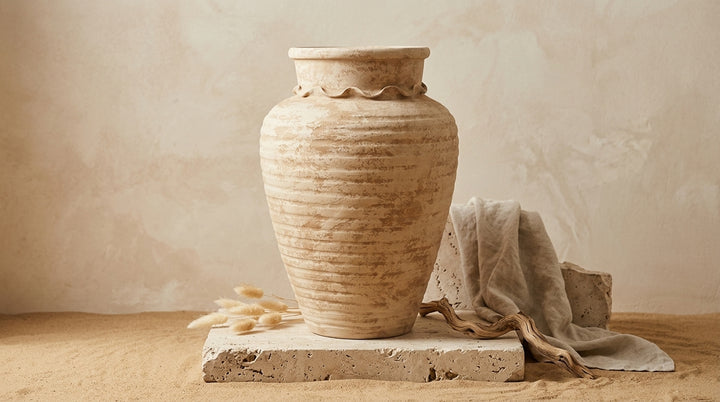 Vaso terracota artesanal  EXC 31.1, handmade em Portugal. ORGANIC DECOR; Decoração wabi-sabi, farmhouse, Japandi, minimalista, mediterrânica, cottagecore e moderno. Design de interiores, decoração sustentável; design biofílico;