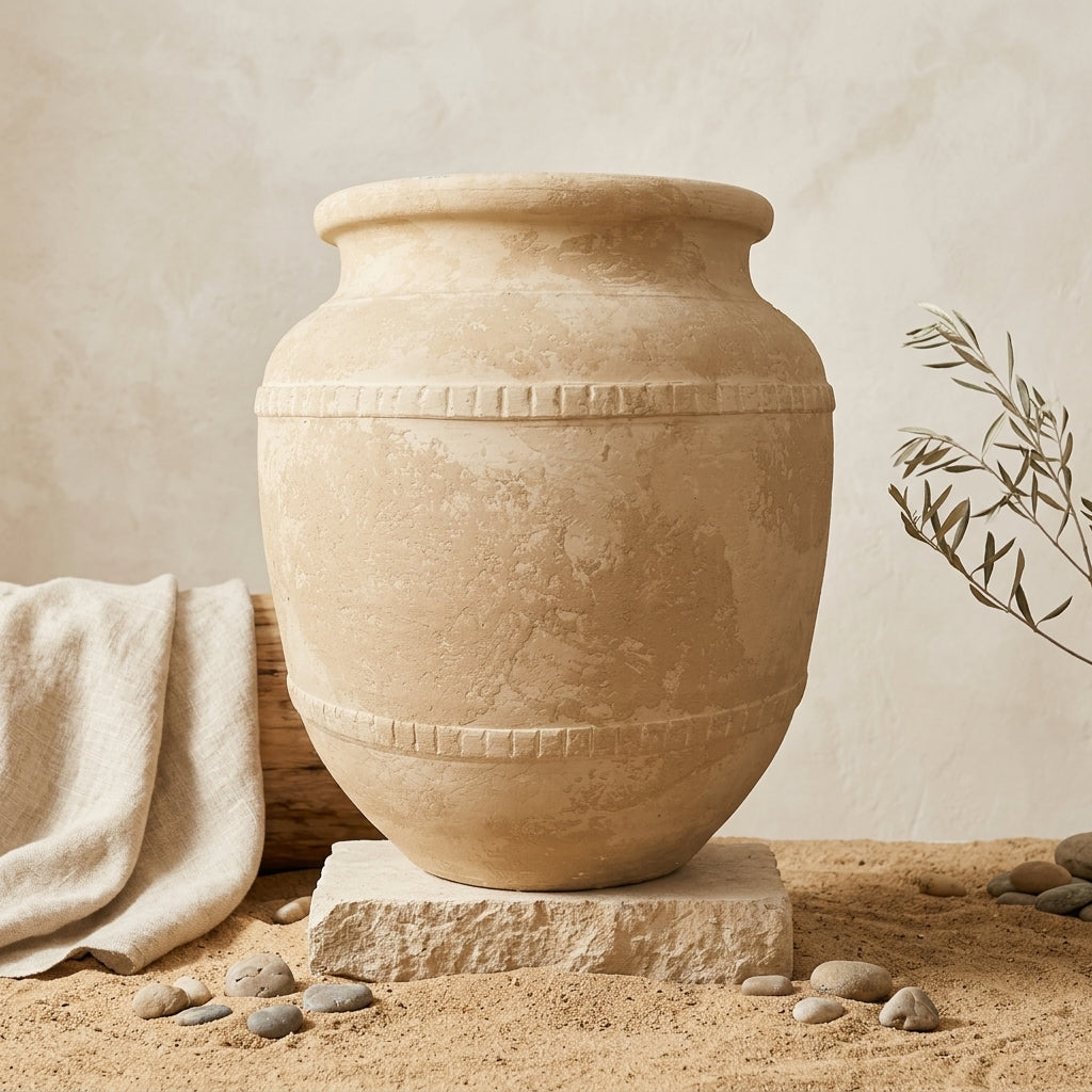 Vaso terracota artesanal  EXC 32, handmade em Portugal. Decoração orgâmica; Decoração wabi-sabi, farmhouse, Japandi, minimalista, mediterrânica, cottagecore e moderno. Design de interiores, decoração sustentável; design biofílico;