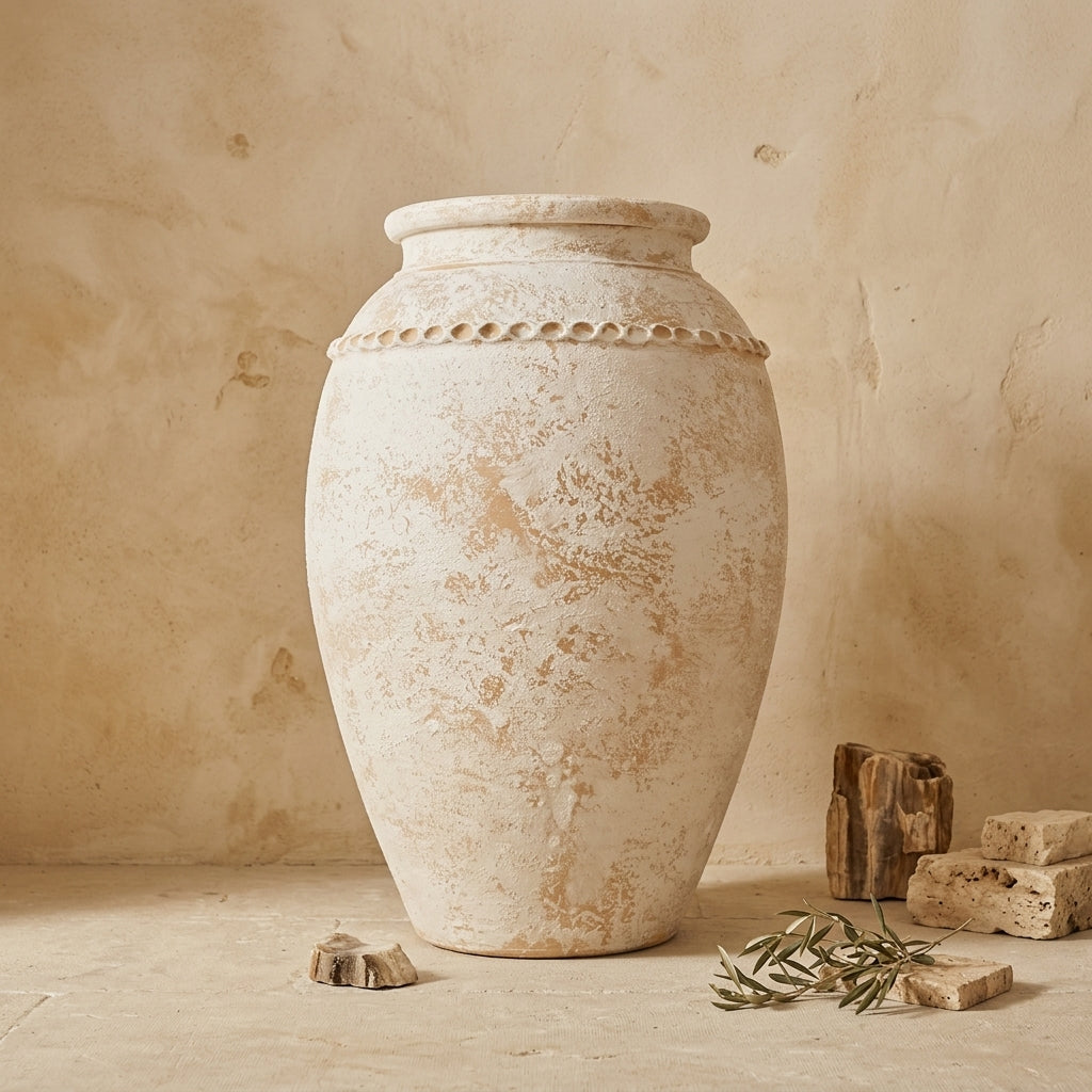 Vaso terracota artesanal Tamar G feito à mão Portugal. Design biofílico; Decoração sustentável; Decoração estilo wabi-sabi, minimalista, rústico, mediterrânico, Japandi e farmehouse. Decoração de interiores; 