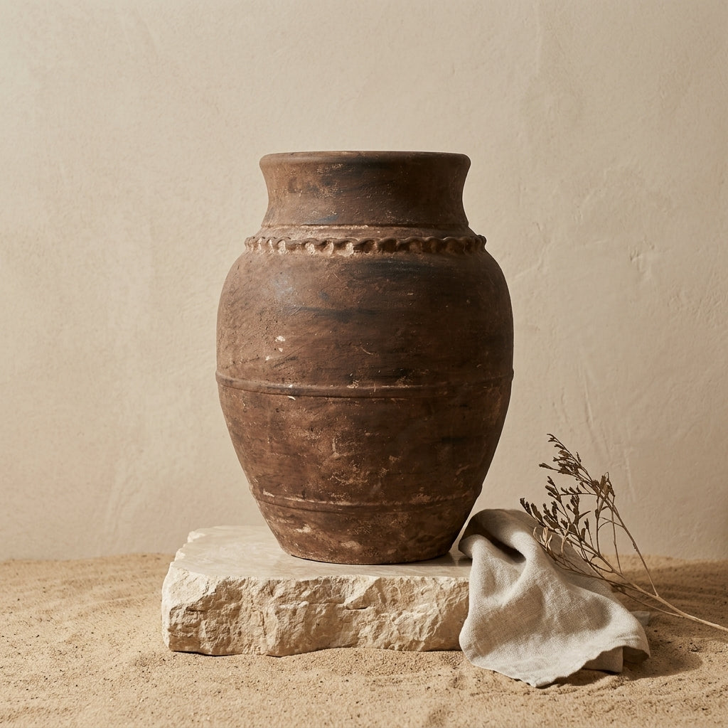 Vaso terracota artesanal RÚSTICO S feito à mão em Portugal. Estilos minimalista, rústico, mediterrânico, Japandi,  wabi-sabi e farmehouse. Decoração de interiores;  design biofílico;