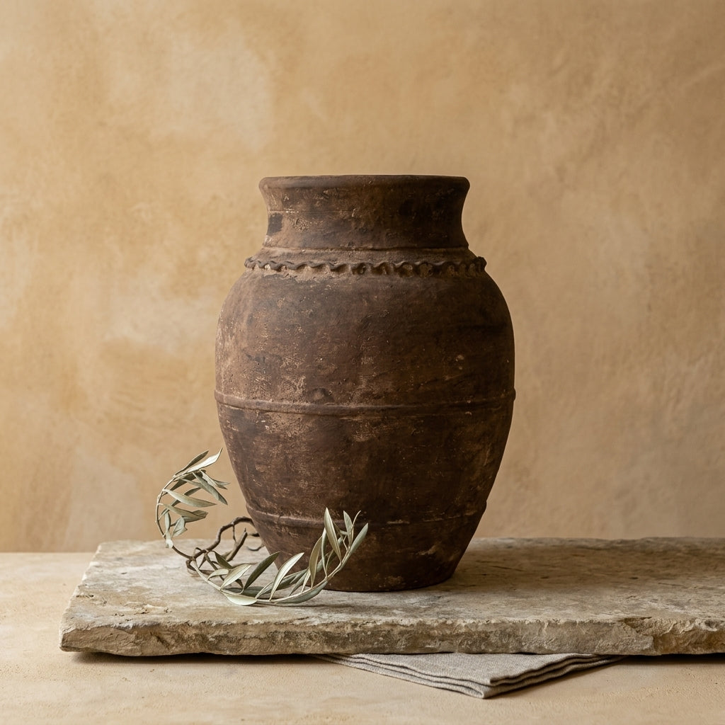 Vaso terracota artesanal RÚSTICO S feito à mão em Portugal. Estilos minimalista, rústico, mediterrânico, Japandi,  wabi-sabi e farmehouse. Decoração de interiores;  design biofílico;