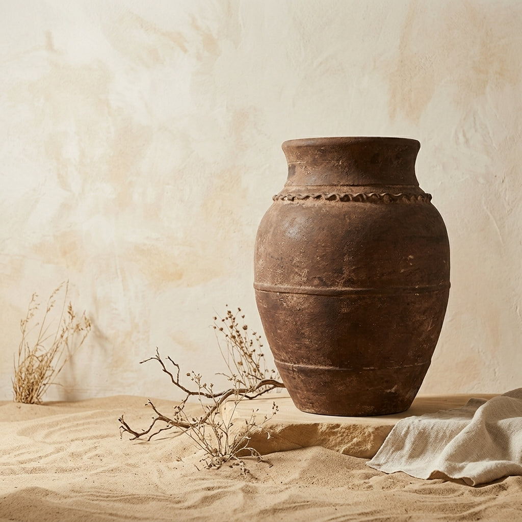 Vaso terracota artesanal RÚSTICO S feito à mão em Portugal. Estilos minimalista, rústico, mediterrânico, Japandi,  wabi-sabi e farmehouse. Decoração de interiores;  design biofílico;