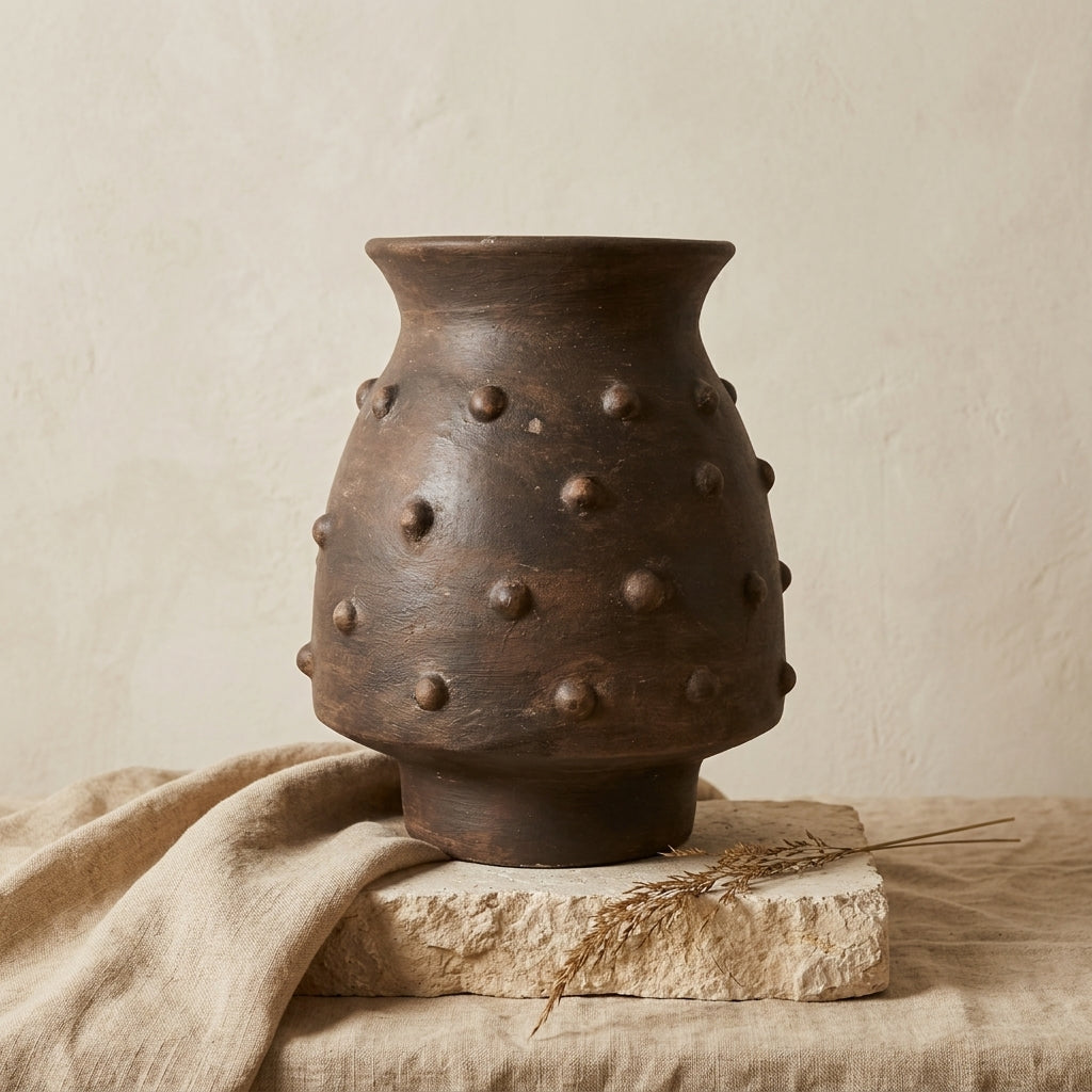 Vaso terracota artesanal RÚSTICO X.7, handmade em Portugal.  Decoração orgânica. Decoração minimalista, mediterrânica, cottagecore e moderno.  Decoração orgânica sustentável; design biofílico;