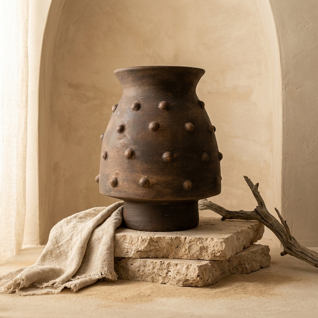 Vaso terracota artesanal RÚSTICO X.7, handmade em Portugal.  Decoração orgânica. Decoração minimalista, mediterrânica, cottagecore e moderno.  Decoração orgânica sustentável; design biofílico;