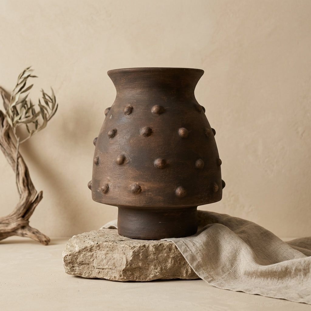 Vaso terracota artesanal RÚSTICO X.7, handmade em Portugal.  Decoração orgânica. Decoração minimalista, mediterrânica, cottagecore e moderno.  Decoração orgânica sustentável; design biofílico;