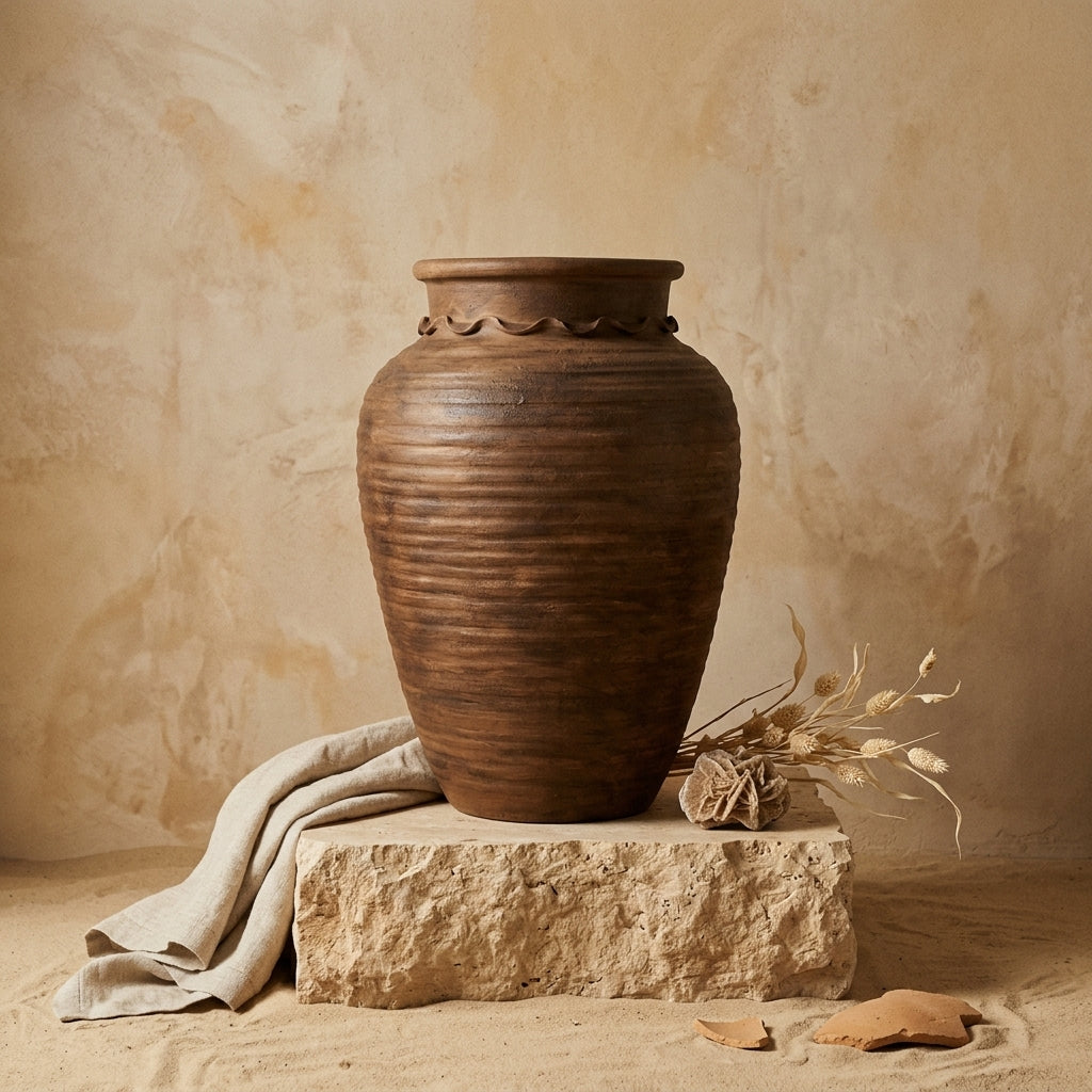 Vaso terracota artesanal RÚSTICO K feito à mão em Portugal, decoração wabi-sabi, minimalista, rústica, mediterrânica, cottagecore e farmhouse . Decoração e design de interiores; decoração e design biofílico;