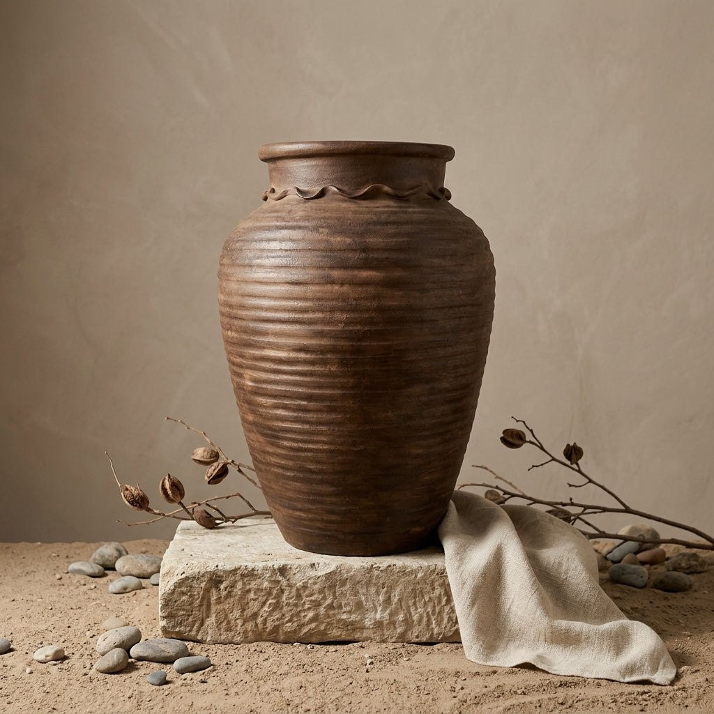 Vaso terracota artesanal RÚSTICO K feito à mão em Portugal, decoração wabi-sabi, minimalista, rústica, mediterrânica, cottagecore e farmhouse . Decoração e design de interiores; decoração e design biofílico;