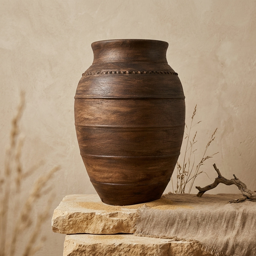 Vaso terracota artesanal RÚSTICO G.2 feito à mão Portugal. Decoração orgânica; Decoração minimalista, wabi-sabi, rústica, mediterrânico e farmehouse. Decoração e design de interiores; design biofílico e decoração;