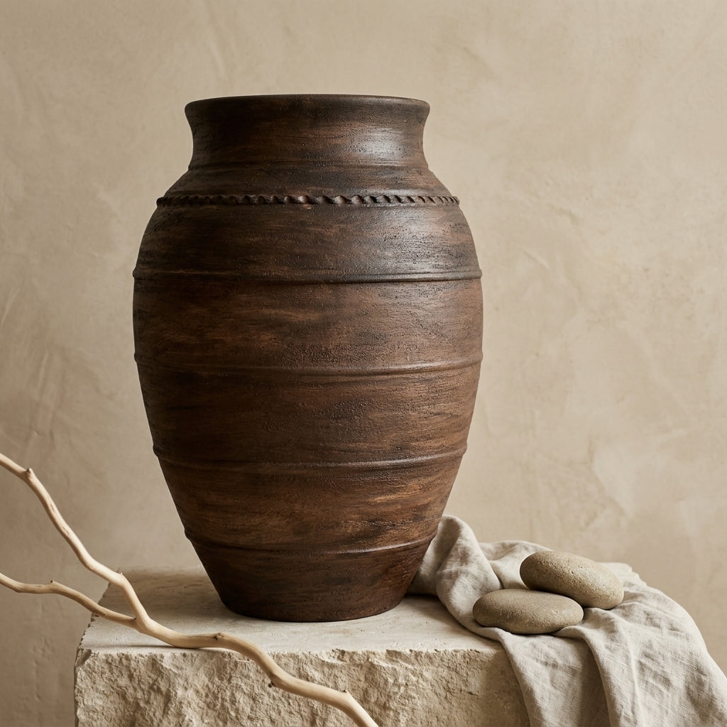Vaso terracota artesanal RÚSTICO G.2 feito à mão Portugal. Decoração orgânica; Decoração minimalista, wabi-sabi, rústica, mediterrânico e farmehouse. Decoração e design de interiores; design biofílico e decoração;