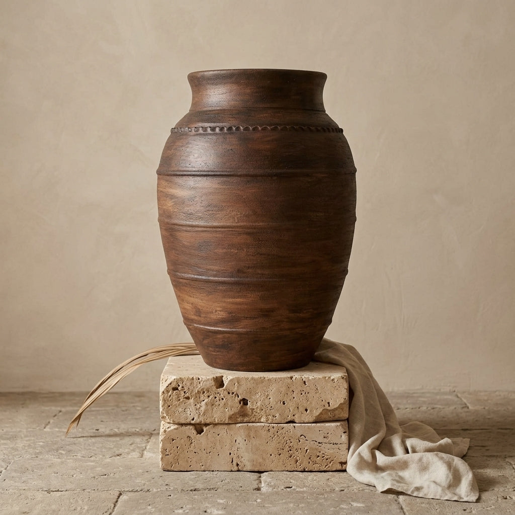 Vaso terracota artesanal RÚSTICO G.2 feito à mão Portugal. Decoração orgânica; Decoração minimalista, wabi-sabi, rústica, mediterrânico e farmehouse. Decoração e design de interiores; design biofílico e decoração;