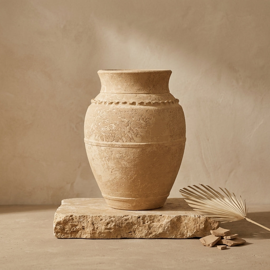 Vaso terracota artesanal LAMOUR L feito à mão Portugal. Decoração orgânica; Decoração sustentável; Design de interiores; decoração e design biofílico; Decoração minimalista, wabi-sabi, rústica, mediterrânico e farmehouse. Mediterranean House Style