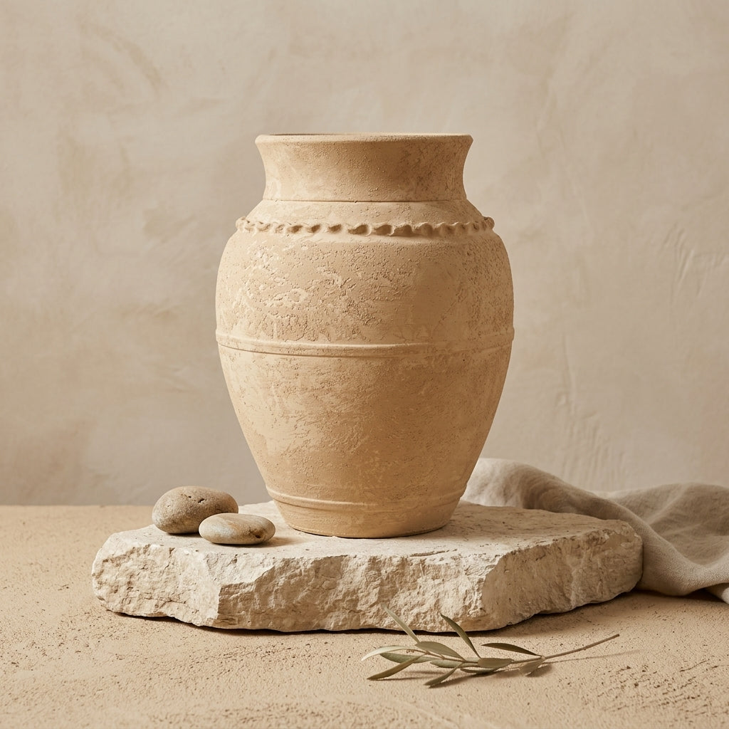 Vaso terracota artesanal LAMOUR L feito à mão Portugal. Decoração orgânica; Decoração sustentável; Design de interiores; decoração e design biofílico; Decoração minimalista, wabi-sabi, rústica, mediterrânico e farmehouse. Mediterranean House Style