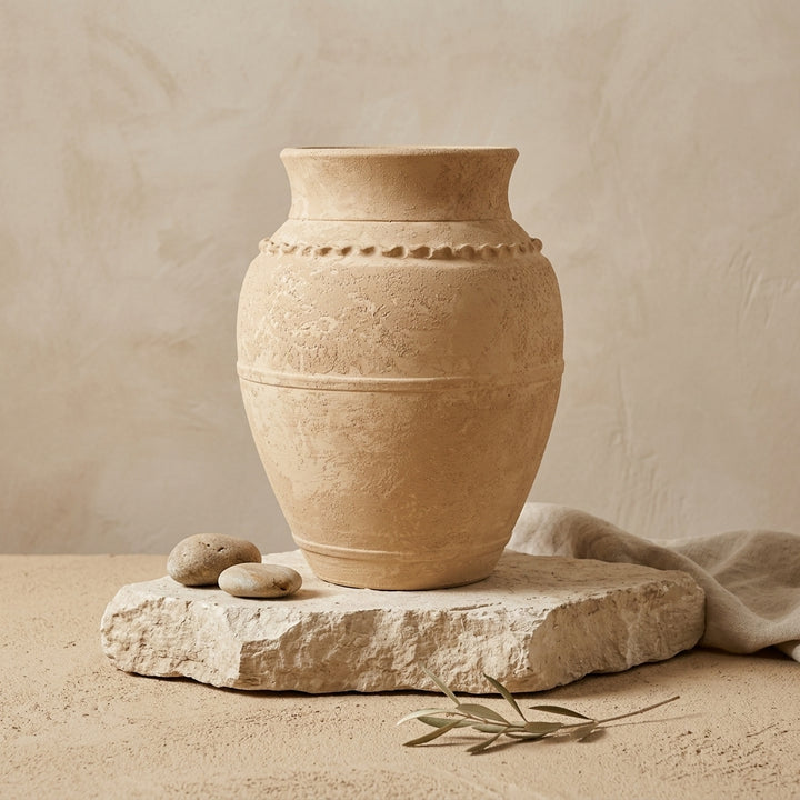 Vaso terracota artesanal LAMOUR L feito à mão Portugal. Decoração orgânica; Decoração sustentável; Design de interiores; decoração e design biofílico; Decoração minimalista, wabi-sabi, rústica, mediterrânico e farmehouse. Mediterranean House Style