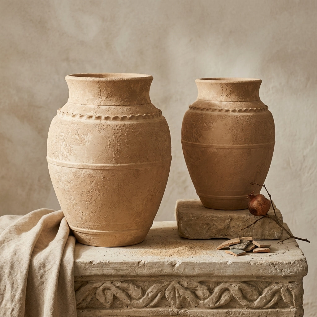 Vaso terracota artesanal LAMOUR L feito à mão Portugal. Decoração orgânica; Decoração sustentável; Design de interiores; decoração e design biofílico; Decoração minimalista, wabi-sabi, rústica, mediterrânico e farmehouse. Mediterranean House Style