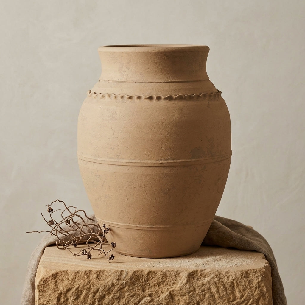Vaso terracota artesanal LAMOUR K feito à mão Portugal. Decoração orgânica; Decoração sustentável; Design de interiores; decoração e design biofílico; Decoração minimalista, wabi-sabi, rústica, mediterrânico e farmehouse. Mediterranean House Style