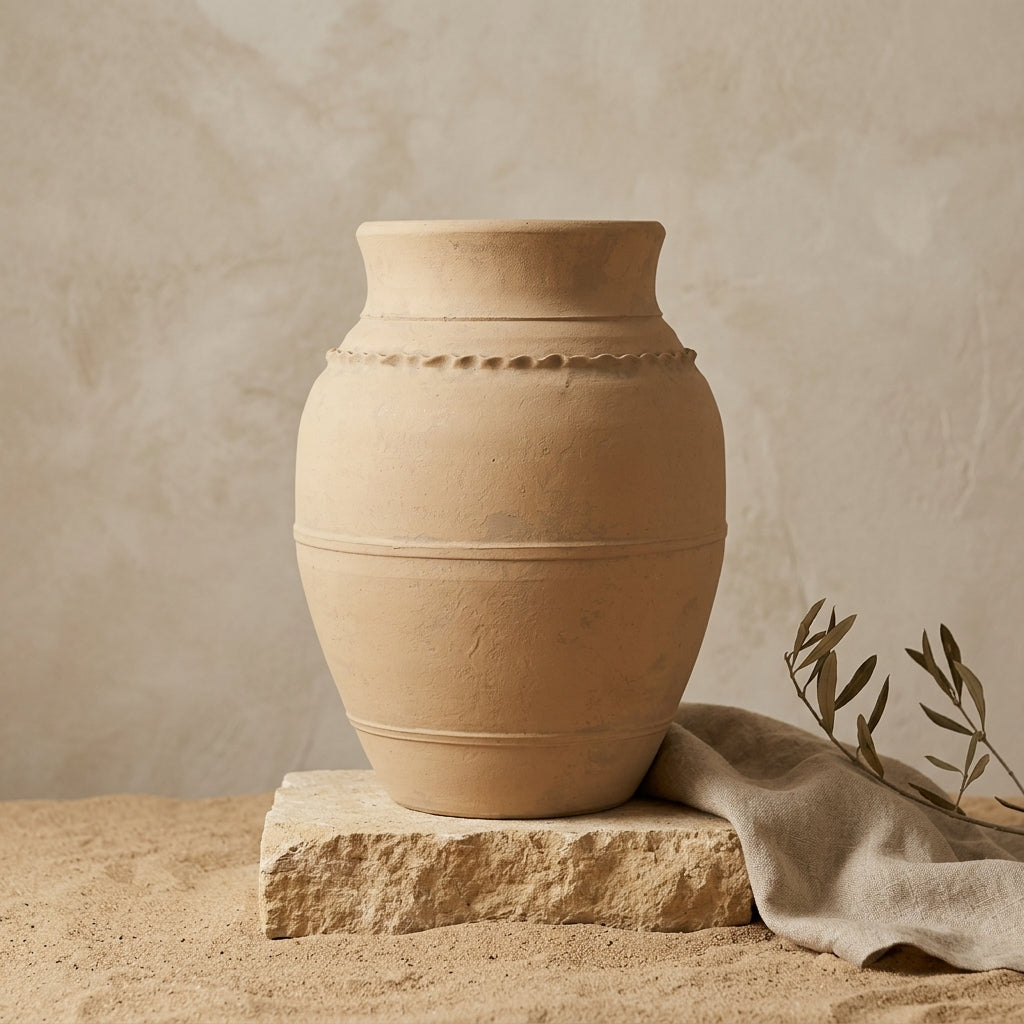 Vaso terracota artesanal LAMOUR K feito à mão Portugal. Decoração orgânica; Decoração sustentável; Design de interiores; decoração e design biofílico; Decoração minimalista, wabi-sabi, rústica, mediterrânico e farmehouse. Mediterranean House Style