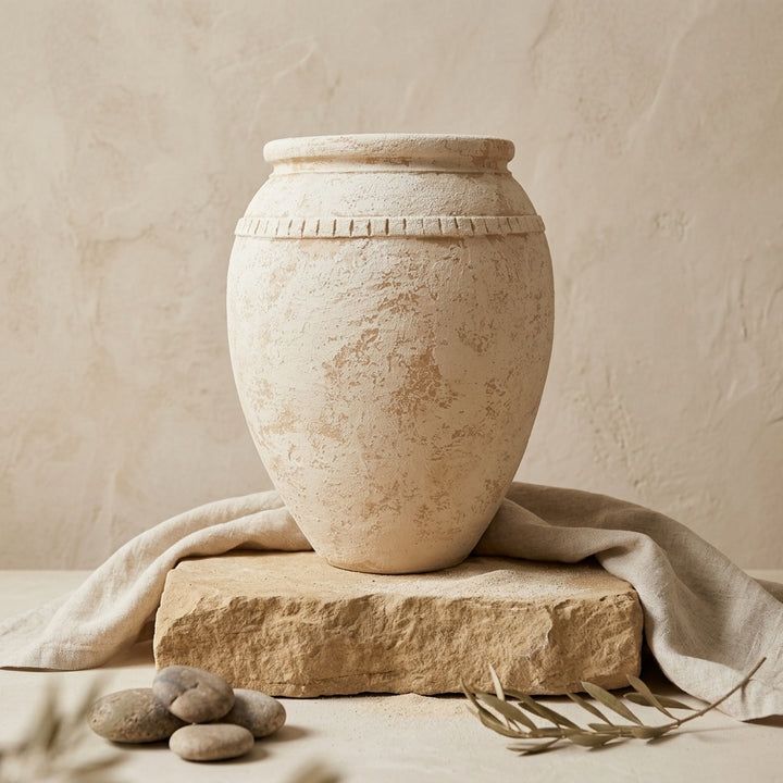Vaso terracota artesanal Luma D feito à mão Portugal, decoração wabi-sabi, minimalista, rústico, mediterrânico, Japandi e farmehouse. Decoração e design de interiores; decoração e design biofílico; ORGANIC DECOR;