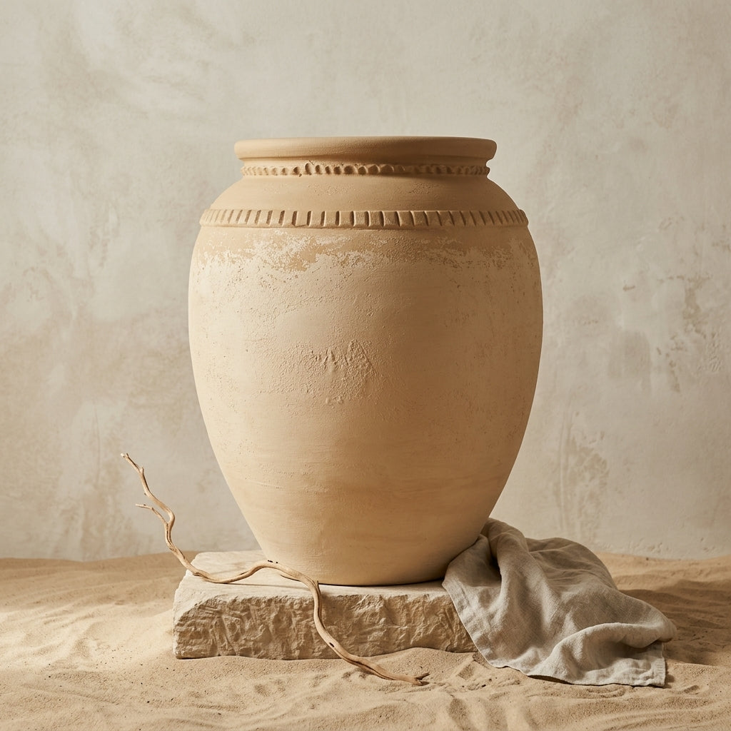 Vaso terracota artesanal Luma H, artesanalmente feito em Portugal. Decoração orgânica, decoração wabi-sabi, minimalista, rústica, mediterrânica, cottagecore e farmhouse . Decoração e design de interiores; decoração e design biofílico; organic decor; Mediterranean Style House;