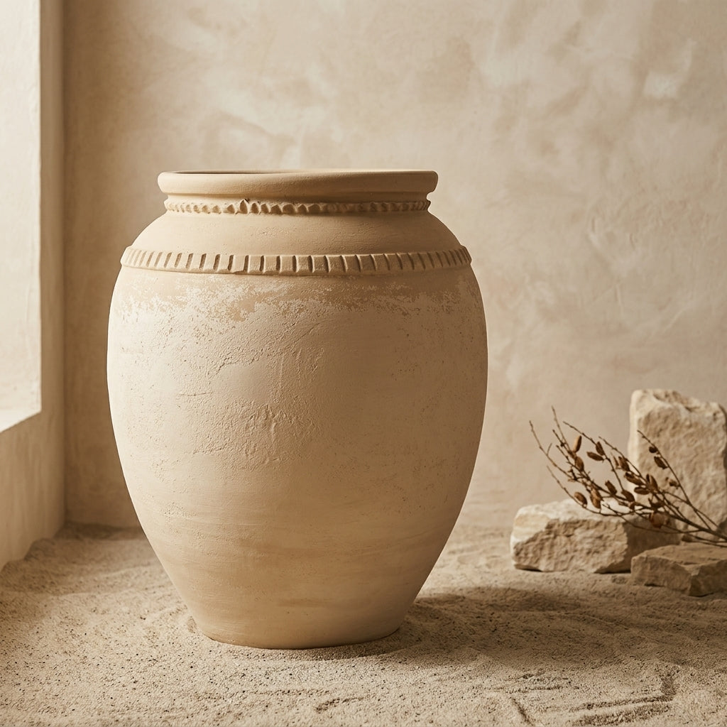 Vaso terracota artesanal Luma H, artesanalmente feito em Portugal. Decoração orgânica, decoração wabi-sabi, minimalista, rústica, mediterrânica, cottagecore e farmhouse . Decoração e design de interiores; decoração e design biofílico; organic decor; Mediterranean Style House;