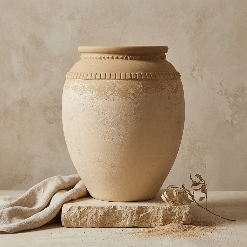 Vaso terracota artesanal Luma H, artesanalmente feito em Portugal. Decoração orgânica, decoração wabi-sabi, minimalista, rústica, mediterrânica, cottagecore e farmhouse . Decoração e design de interiores; decoração e design biofílico; organic decor; Mediterranean Style House;