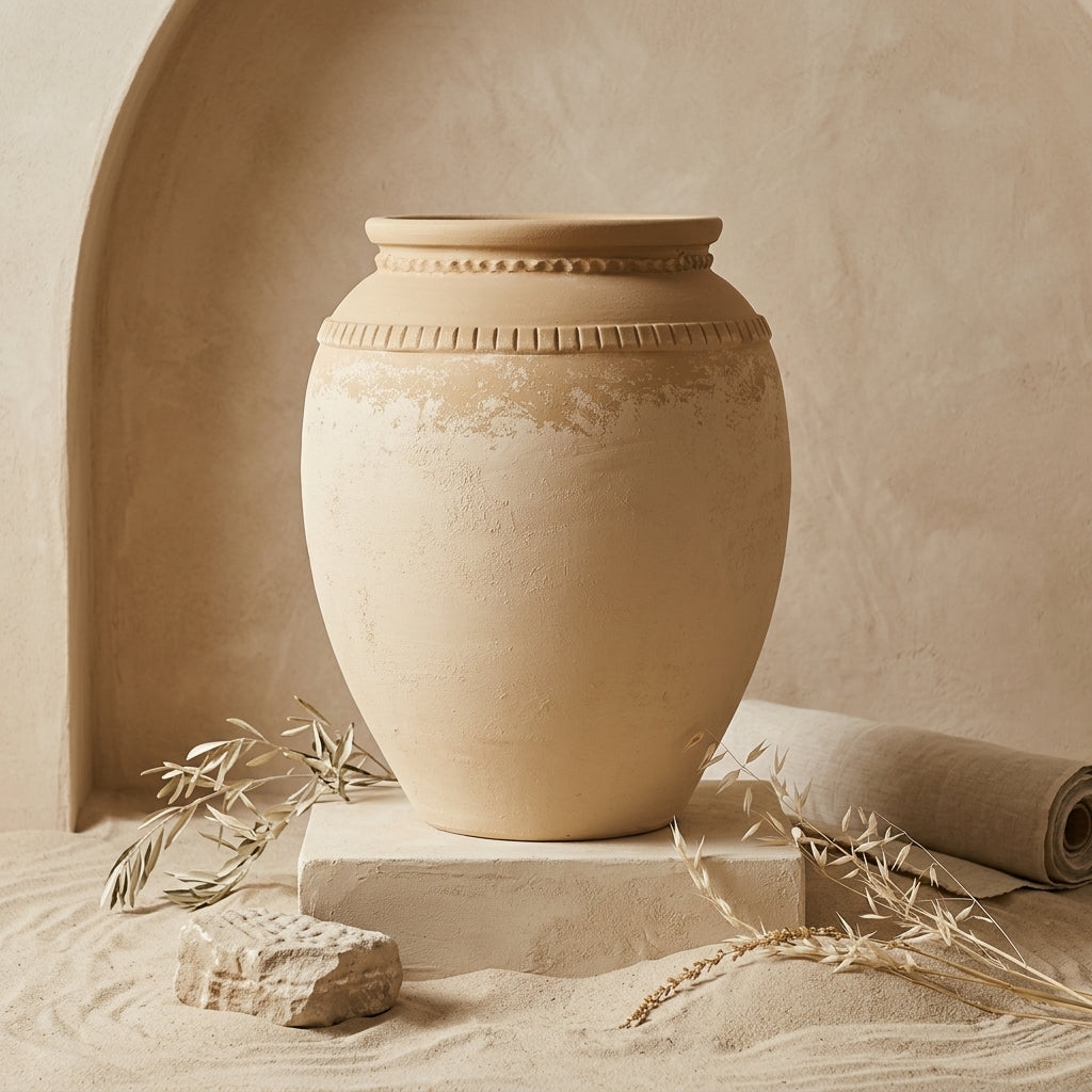 Vaso terracota artesanal Luma H, artesanalmente feito em Portugal. Decoração orgânica, decoração wabi-sabi, minimalista, rústica, mediterrânica, cottagecore e farmhouse . Decoração e design de interiores; decoração e design biofílico; organic decor; Mediterranean Style House;