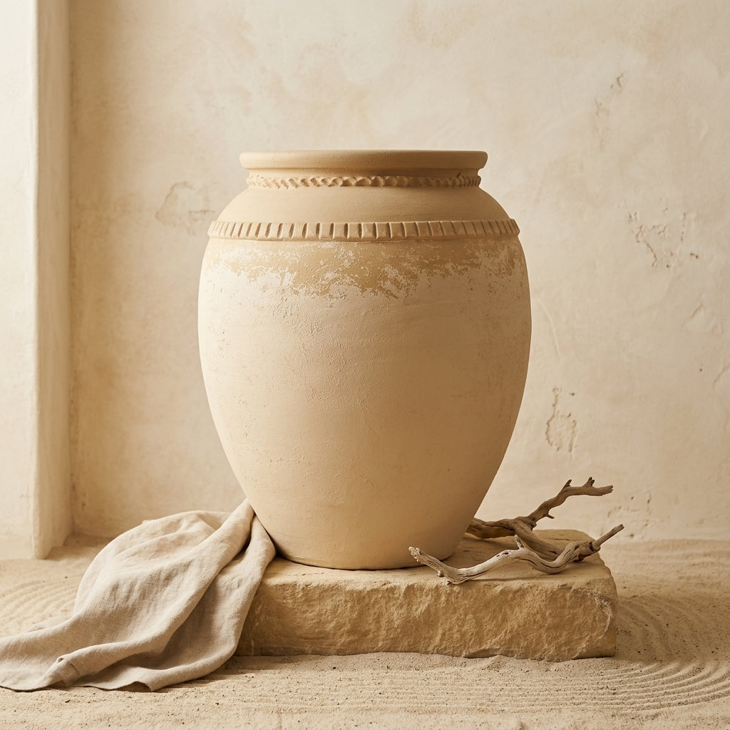 Vaso terracota artesanal Luma H, artesanalmente feito em Portugal. Decoração orgânica, decoração wabi-sabi, minimalista, rústica, mediterrânica, cottagecore e farmhouse . Decoração e design de interiores; decoração e design biofílico; organic decor; Mediterranean Style House;