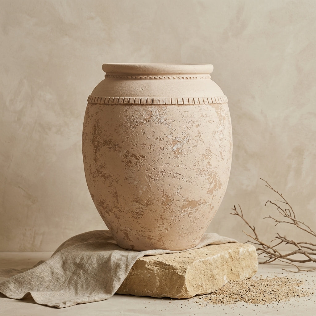 Vaso terracota artesanal Luma I, artesanalmente feito em Portugal. organic decor; Mediterranean Style House; Decoração orgânica, decoração wabi-sabi, minimalista, rústica, mediterrânica, cottagecore e farmhouse . Decoração e design de interiores; decoração e design biofílico; 
