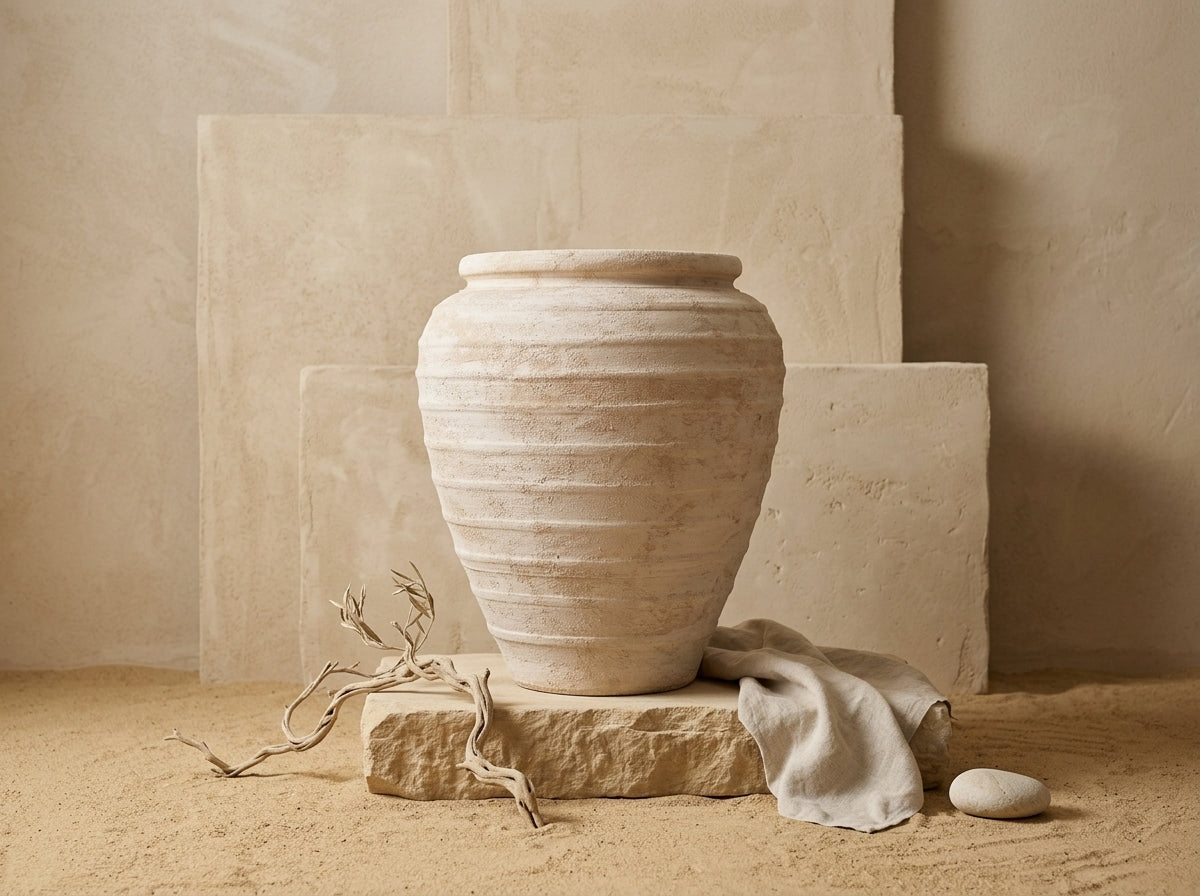 Organic Decor; Vaso terracota artesanal Marua Q, Decoração sustentável e design de interiores; design biofílico; MADE IN Portugal. Vaso de barrro grande. Decoração orgânica; Estilo wabi-sabi, minimalista, rústico, mediterrânico, moderno e outras. 