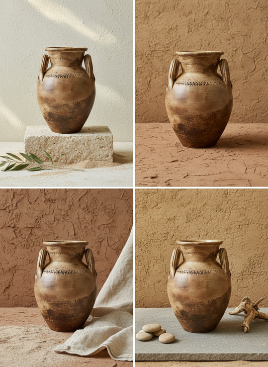Vaso terracota artesanal RÚSTICO Poteh. Pote feito à mão em Portugal.  Decoração de interiores e exteriores; Estilos minimalista, rústico, mediterrânico, Japandi, estilo wabi-sabi e farmehouse.   Design biofílico;