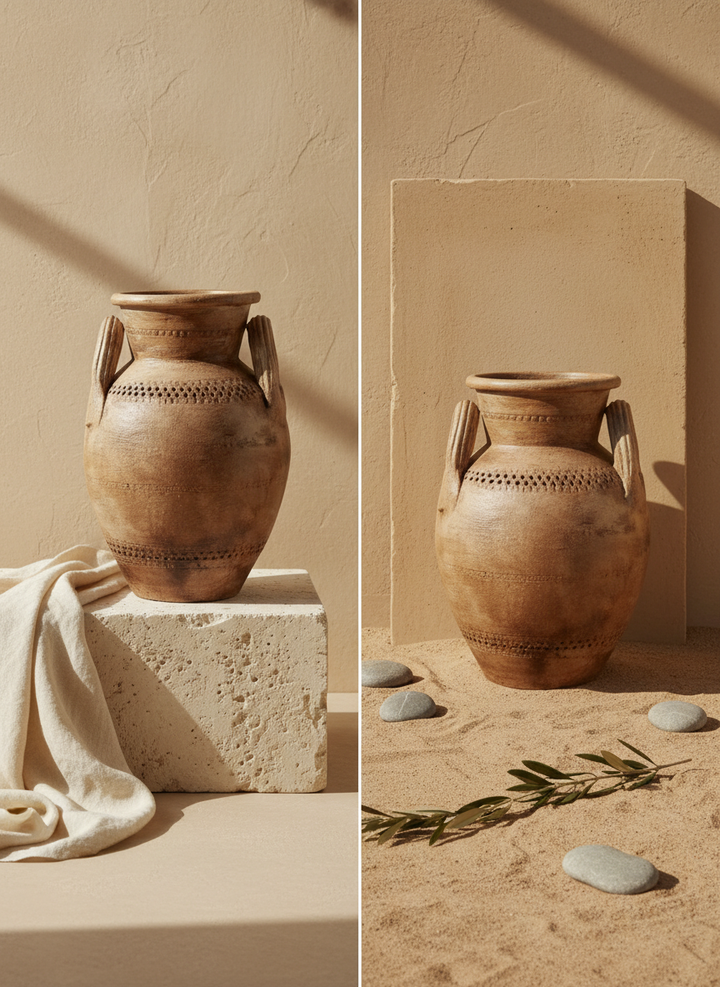 Vaso terracota artesanal RÚSTICO Poteh. Pote feito à mão em Portugal.  Decoração de interiores e exteriores; Estilos minimalista, rústico, mediterrânico, Japandi, estilo wabi-sabi e farmehouse.   Design biofílico;