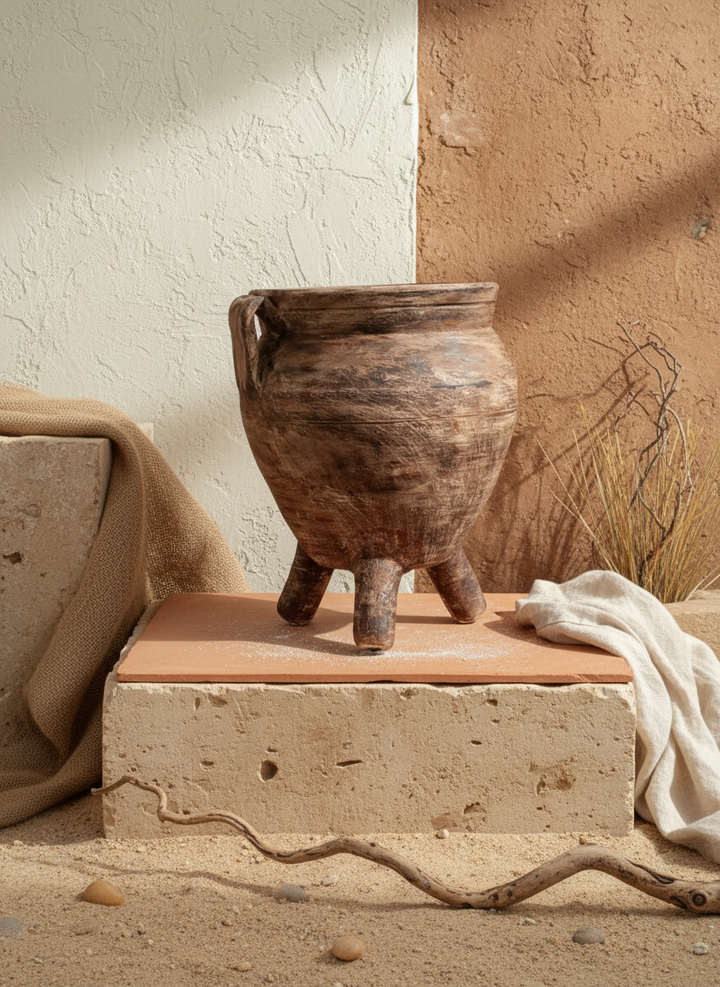 Vaso terracota artesanal RÚSTICO V. Vaso com 3 pernas, feito à mão Portugal.  Decoração de interiores e exteriores; Estilos minimalista, rústico, mediterrânico, Japandi, estilo wabi-sabi e farmehouse.   Design biofílico;