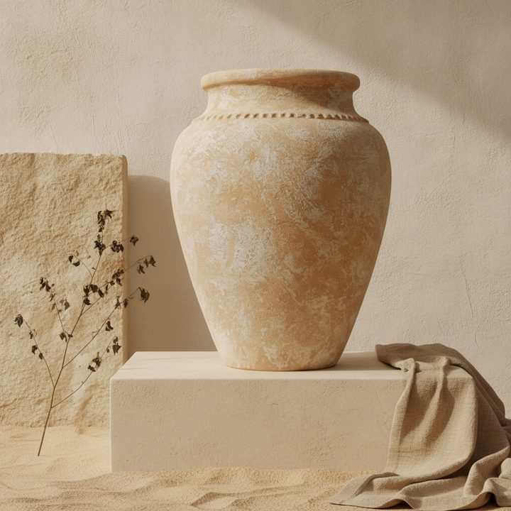 Vaso terracota artesanal  EXC 30.2, handmade em Portugal. ORGANIC DECOR; Decoração wabi-sabi, farmhouse, Japandi, minimalista, mediterrânica, cottagecore e moderno. Design de interiores, decoração sustentável; design biofílico;