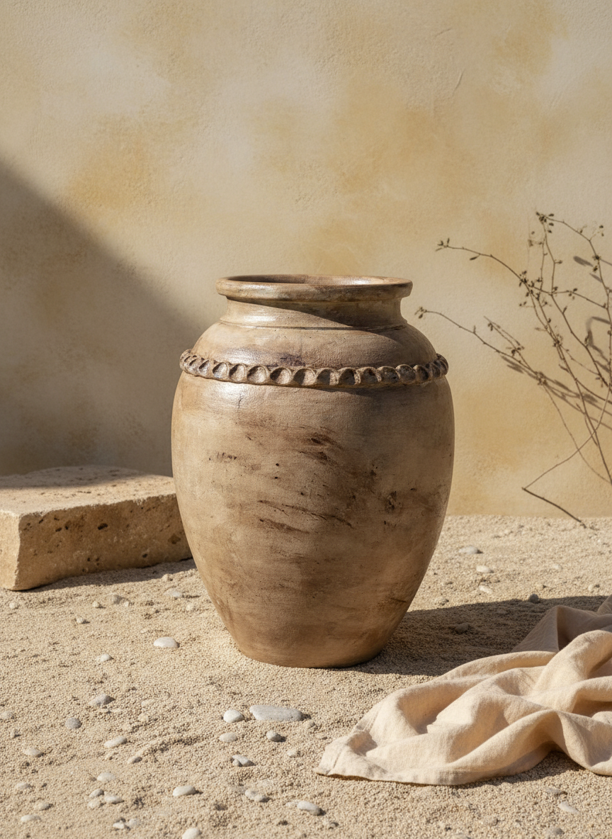 Vaso terracota artesanal RÚSTICO F feito à mão Portugal. Estilos minimalista, rústico, mediterrânico, Japandi, estilo wabi-sabi e farmehouse. Decoração de interiores;  design biofílico;