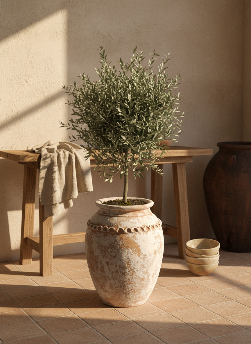 Vaso terracota artesanal Tamar B feito à mão Portugal, estilo wabi-sabi, minimalista, rústico, mediterrânico, Japandi e farmehouse. Decoração de interiores;  design biofílico;