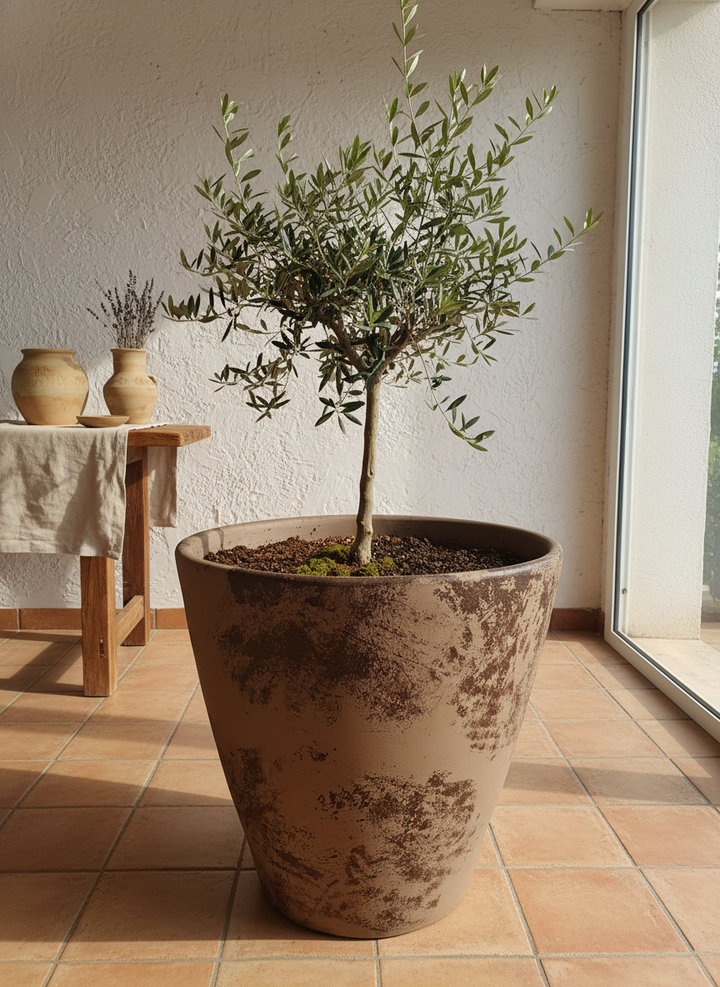 Vaso terracota artesanal Nura B feito à mão Portugal, decoração Japandi, minimalista, rústico, farmhouse e moderno. Decoração e design de interiores; decoração e design biofílico;