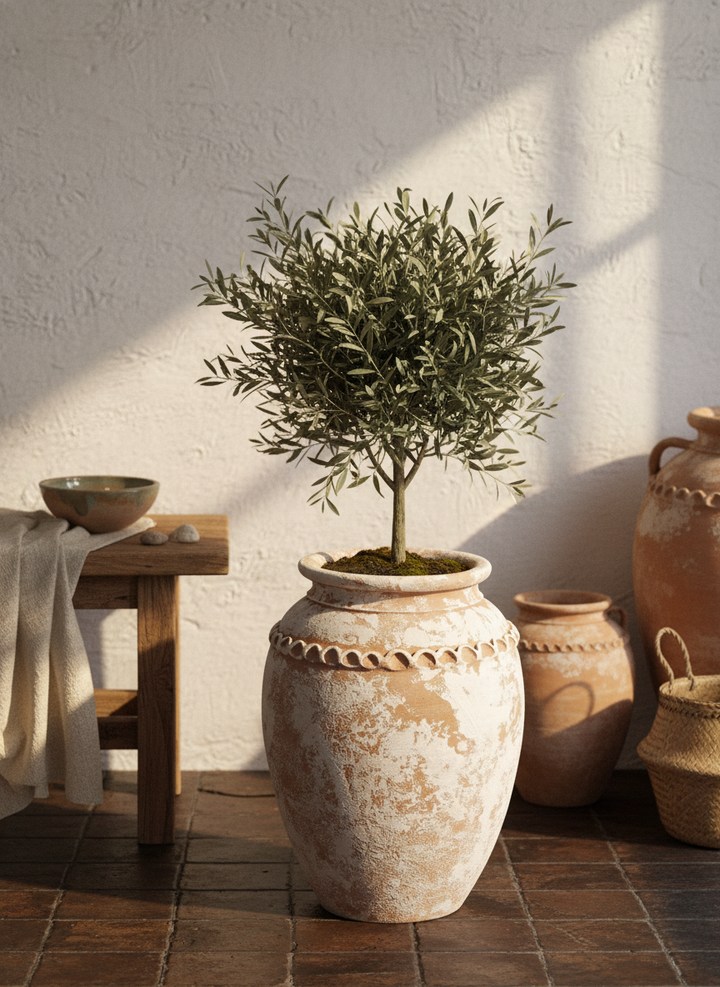 Vaso terracota artesanal Tamar B feito à mão Portugal, estilo wabi-sabi, minimalista, rústico, mediterrânico, Japandi e farmehouse. Decoração de interiores;  design biofílico;