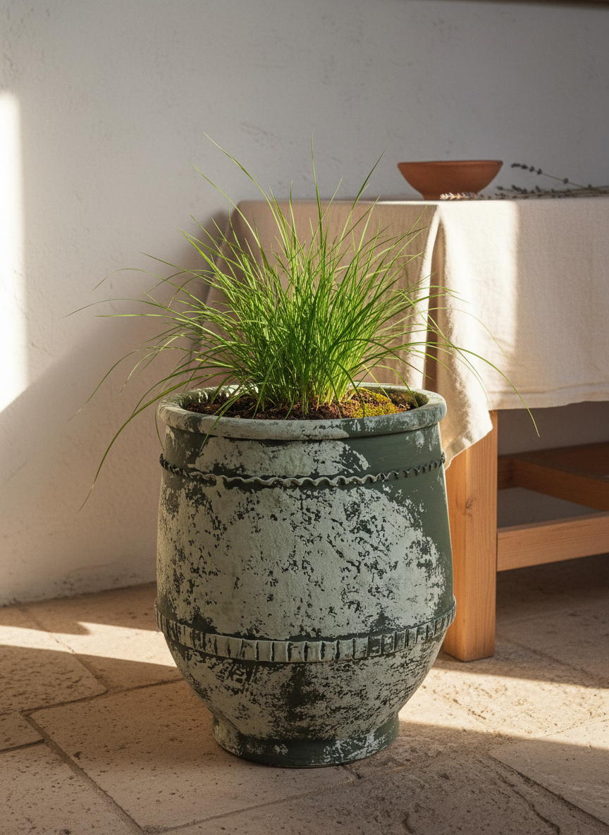 Vaso terracota artesanal Alba C feito à mão Portugal, decoração farmhouse, Japandi, minimalista, mediterrânica, cottagecore e moderno. Decoração e design de interiores; decoração e design biofílico;