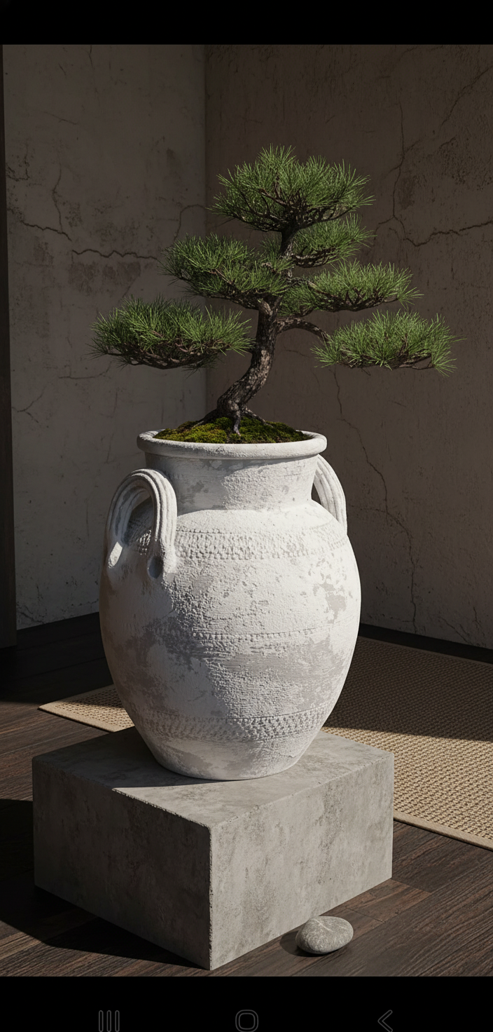 Vaso terracota artesanal Poteh C feito à mão Portugal. Decoração natural e sustentável nos estilos Japandi, minimalista, rústico, farmhouse e moderno e wabi-sabi. Design de interiores; design biofílico;